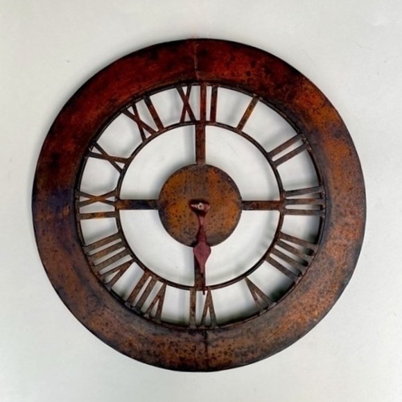 Rustic Industrial Large Skeleton Wall Clock Farmhouse Fixer Upper Style - Picture 1 of 17